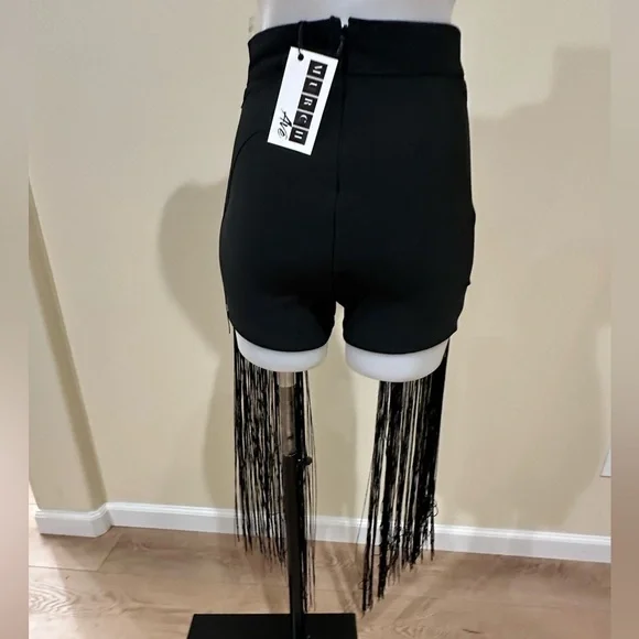 Rehab Lab black high waisted fringe festival Coachella shorts - Picture 6 of 13